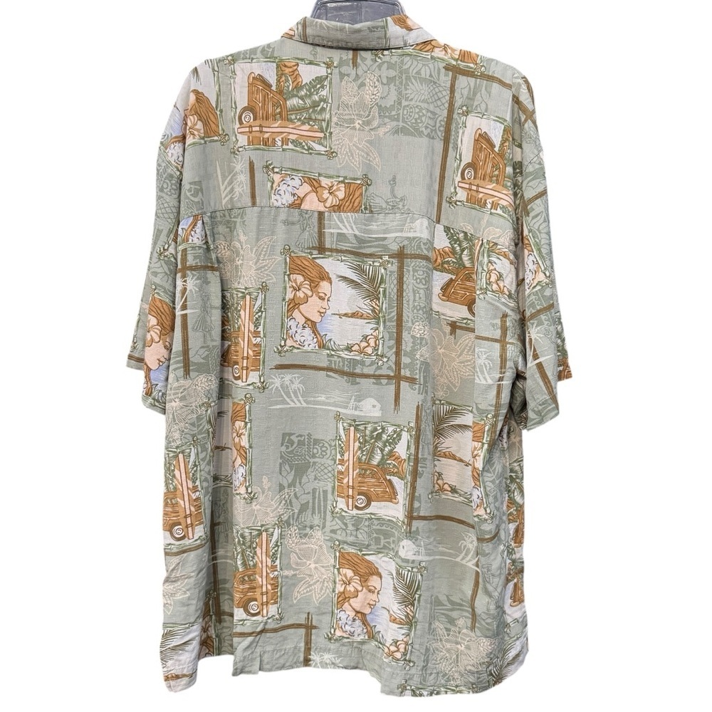 Bermuda Bay XXL Silk Hawaiian Shirt – Hula Girl Woody Wagon - Picture 2 of 5